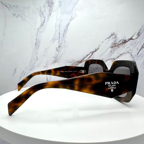 New PRADA Sunglasses Brown Juniper Tortoise Gray Lens Square - Picture 15 of 16